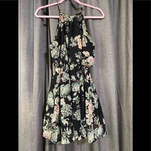 •Fio Fio Black Green & Peach Floral Mini Dress